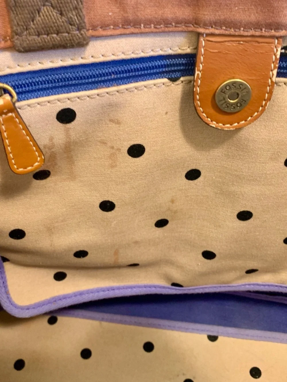 Fossil Passport E W Satchel Kki Top Handle Bag - LOTS OF WEAR
